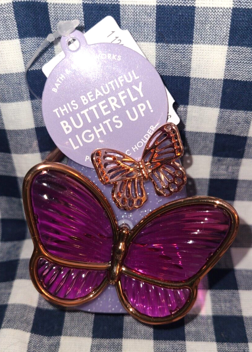 ALL NEW Butterfly LIGHT UP PocketBac Sanitizer Holder Bath & Body Works - Fresh Stock Dated February 2026