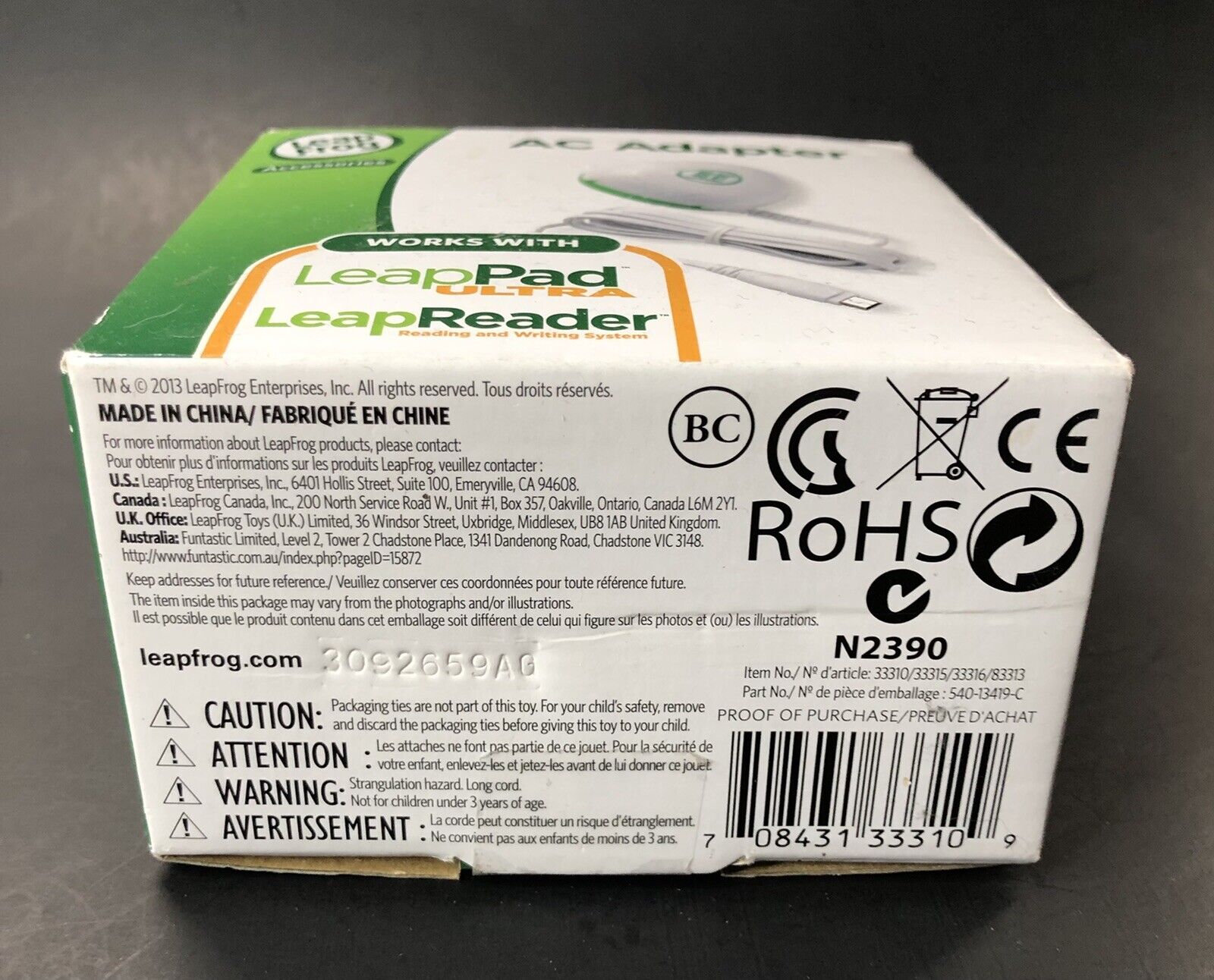 Leap Frog AC Adapter  For LeapPad Ultra or LeapReader -New- - Fresh Stock Dated February 2026