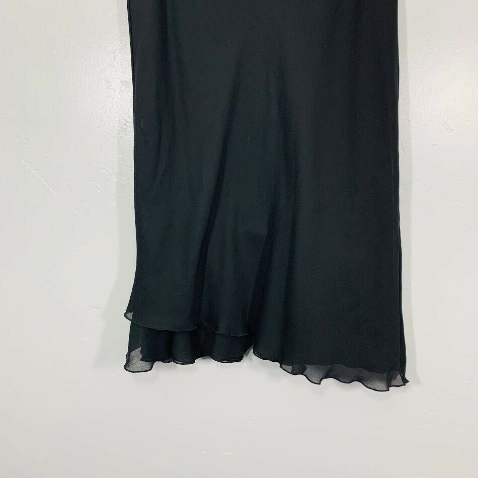 Vintage 90's Black Flowy Asymmetrical Hem High Waisted Midi Skirt - Fresh Stock Dated February 2026