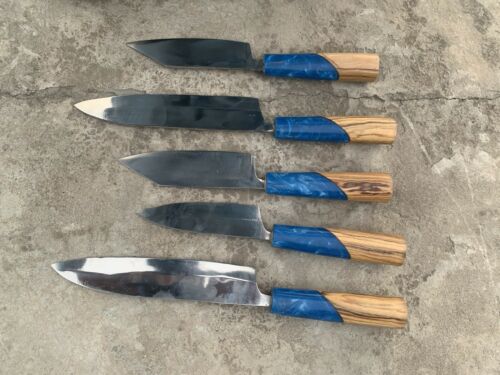 CUSTOM HANDMADE gyuto knives in japanese 440C high carbon steel set of 5 knives - Fresh Stock Dated December 2025