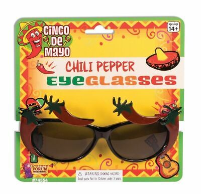 Chili Pepper Sunglasses Cinco De Mayo Costume Accessory Prop UV Glasses Red Hot - Fresh Stock Dated February 2026
