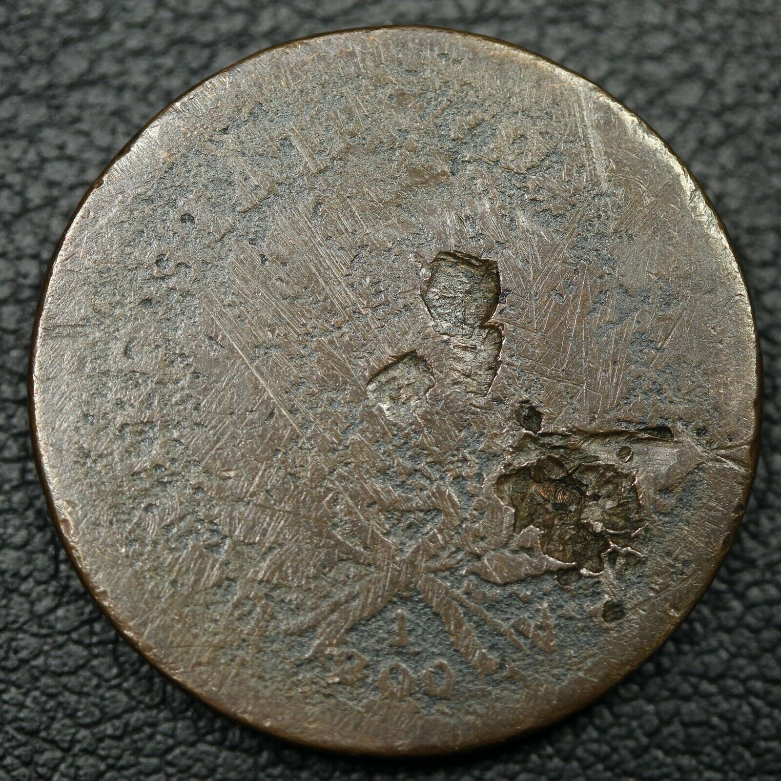 1793 Liberty Cap Flowing Hair Copper Half Cent - Reverse Damage - Fresh Stock Dated February 2026