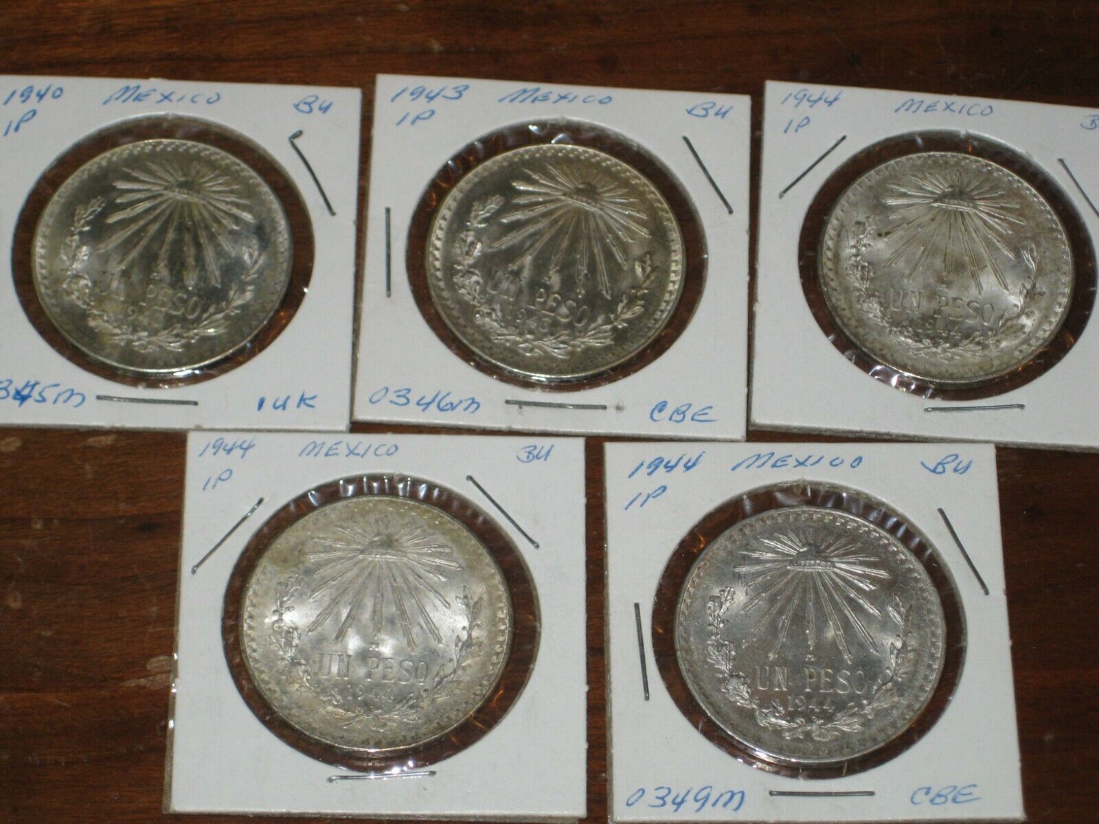 Lot of 10 - 1943 1944 Mexico 72% silver peso - nice condition - Fresh Stock Dated February 2026