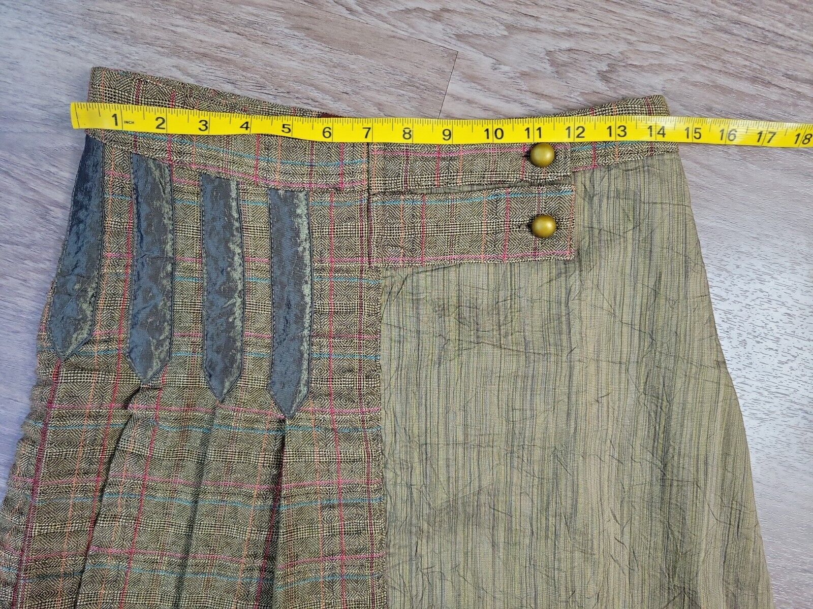 NWT Legatte Jeans Vintage Green Virgin Wool Tweed Pleated Skirt Italian Made SM - Fresh Stock Dated March 2026