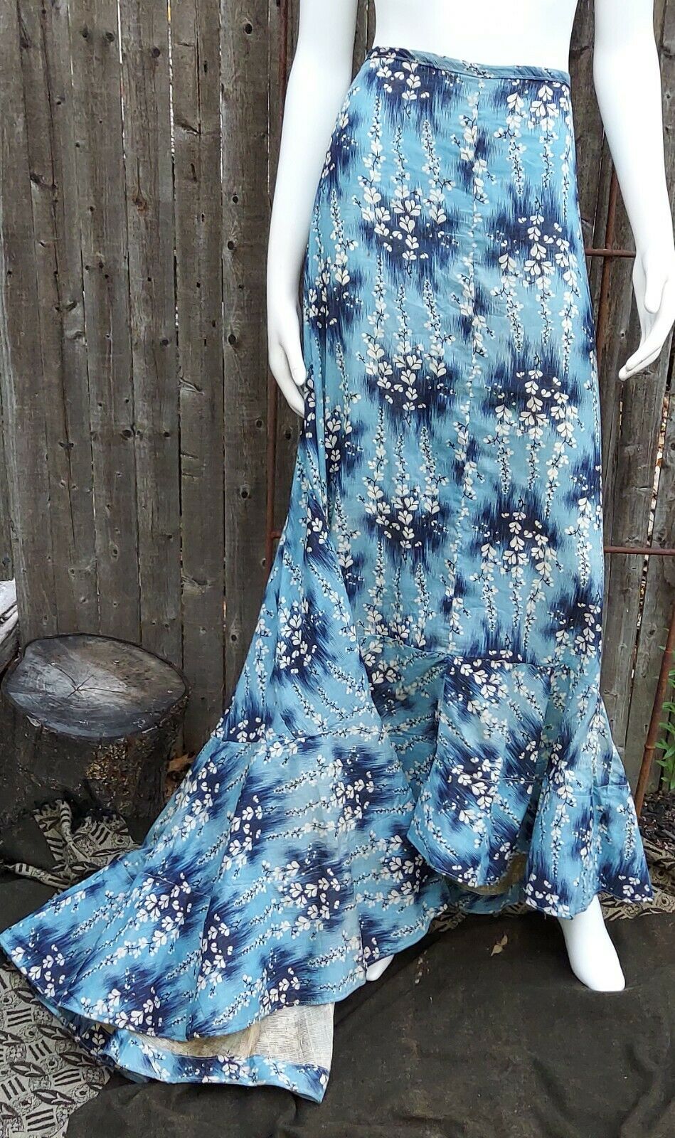 BLUE FLORAL 1920's-30'S COTTON PRINT SKIRT, PLAY, BEACHWEAR - Fresh Stock Dated December 2025