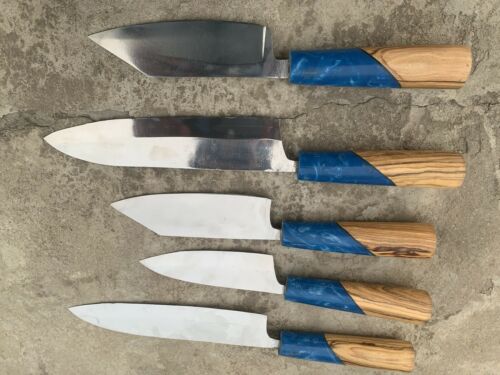 CUSTOM HANDMADE gyuto knives in japanese 440C high carbon steel set of 5 knives - Fresh Stock Dated December 2025