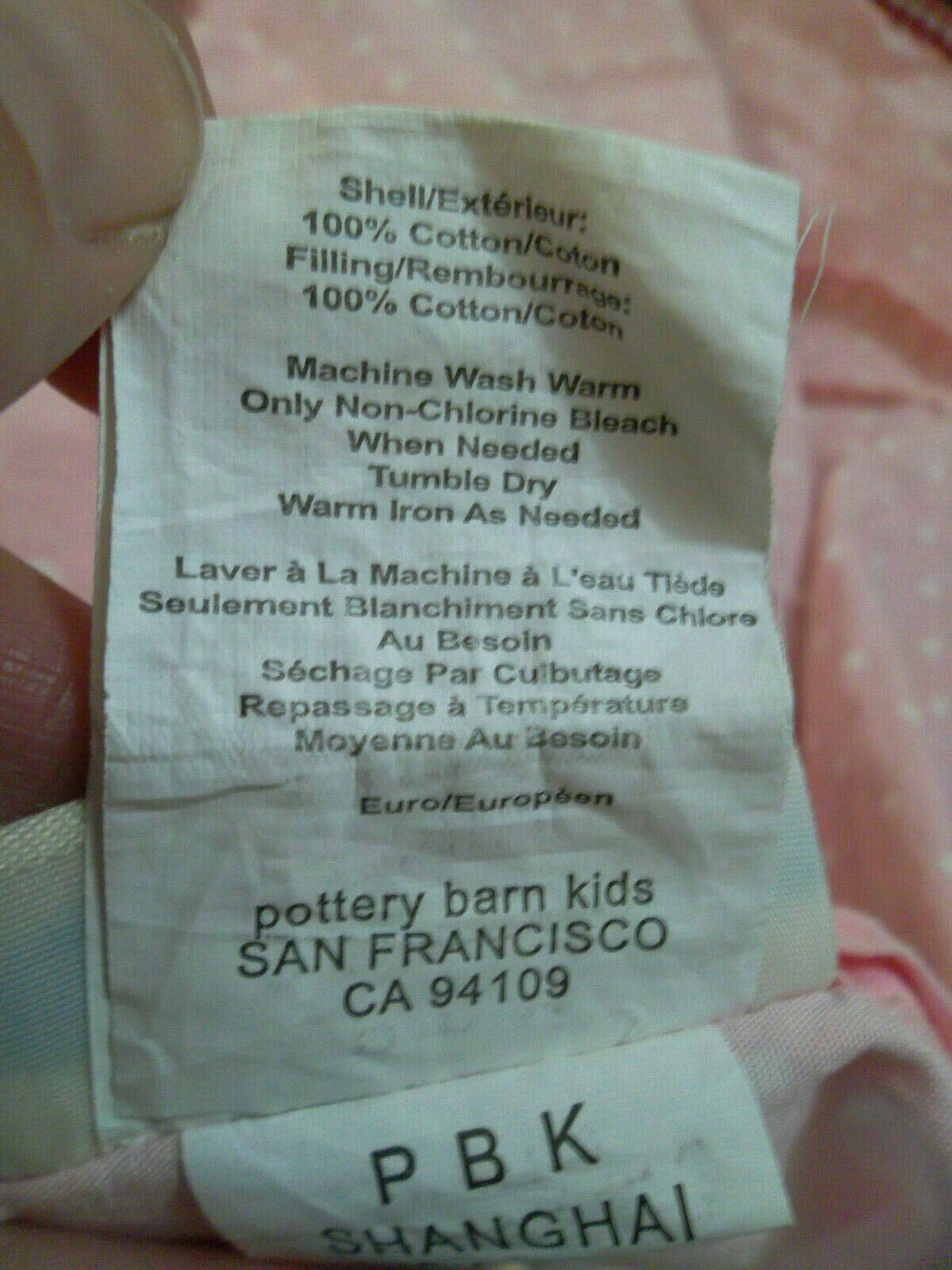 Pottery Barn Kids Quilted Patchwork Euro Pillow Sham Gingham Polkadot Floral Tie - Fresh Stock Dated December 2025