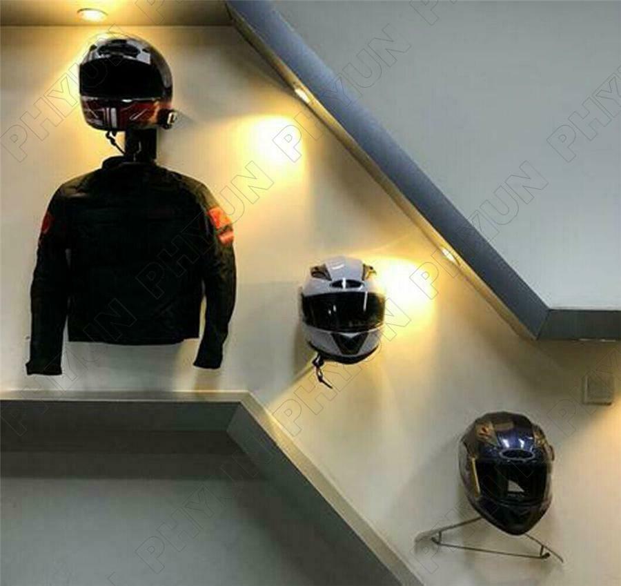 3x Motorcycle Moped Helmet Holder Hook Helmet Rack Wall Mount Hanger Black Steel - Fresh Stock Dated February 2026