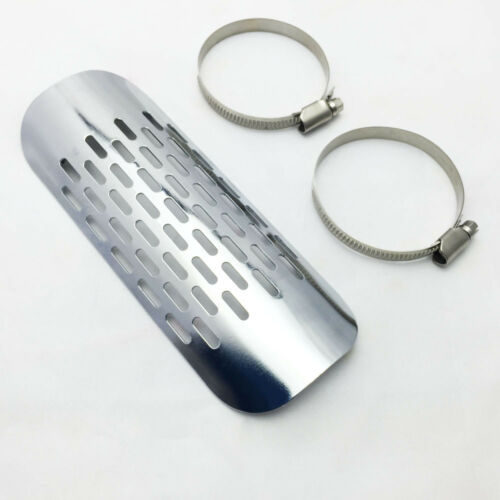 Motorcycle Chrome Exhaust Muffler Pipe Heat Shield Cover Heel Guard Universal #K - Fresh Stock Dated February 2026