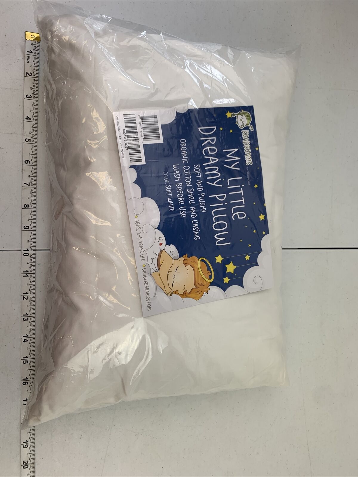 KeaBabies Toddler Pillow w/ Pillowcase 13x18 My Little Dreamy Pillow Soft White - Fresh Stock Dated February 2026