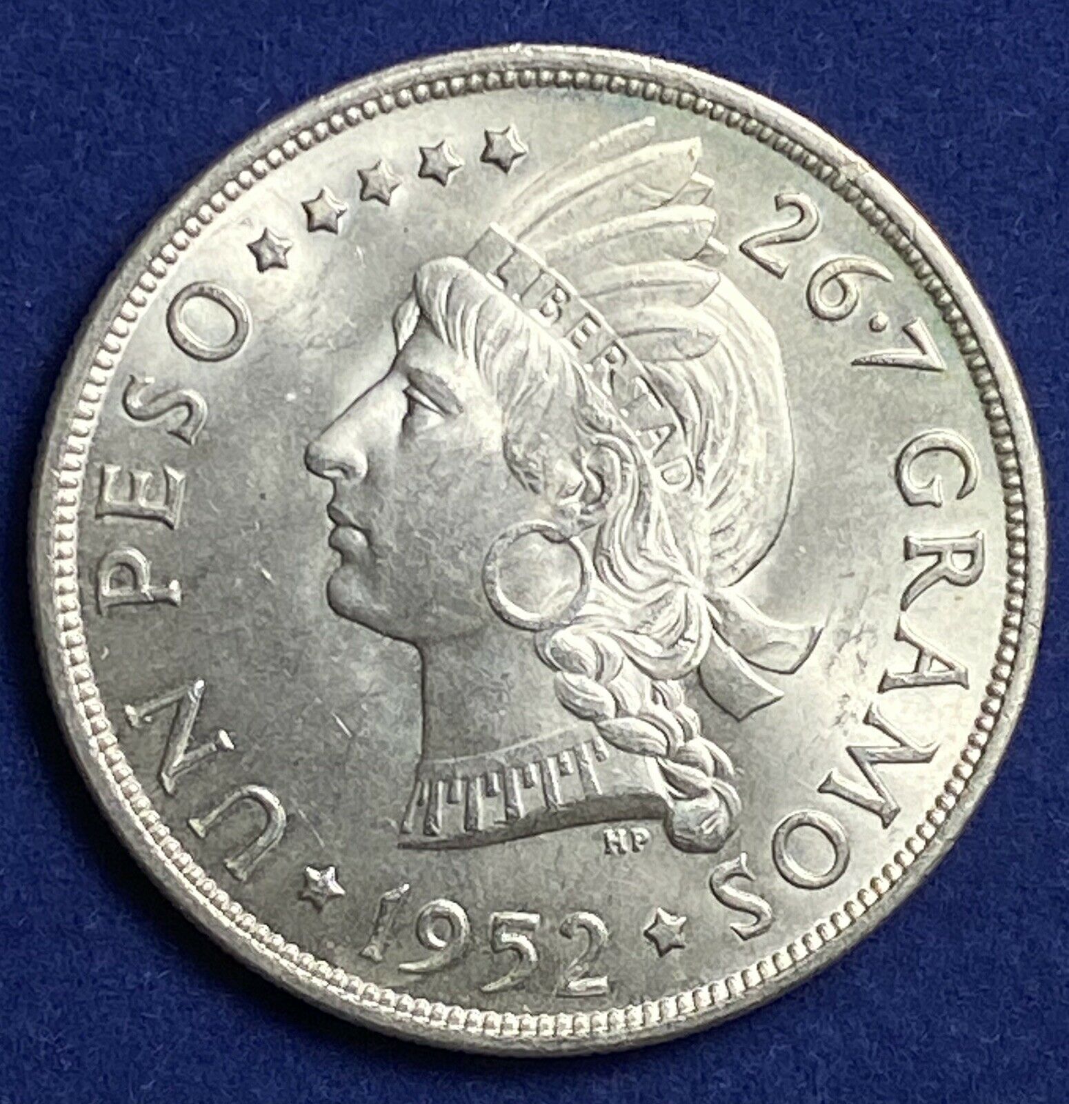 1952 Dominican Republic Silver 1 Peso Brilliant Uncirculated - Fresh Stock Dated December 2025