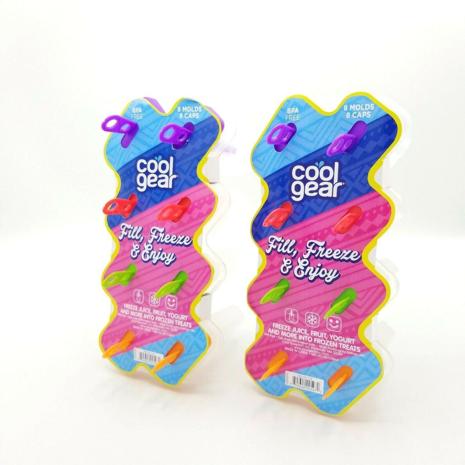 Cool Gear Ice Pop Trays Freeze Juice Fruit Yogurt Frozen Treats 16 Molds Caps - Fresh Stock Dated February 2026