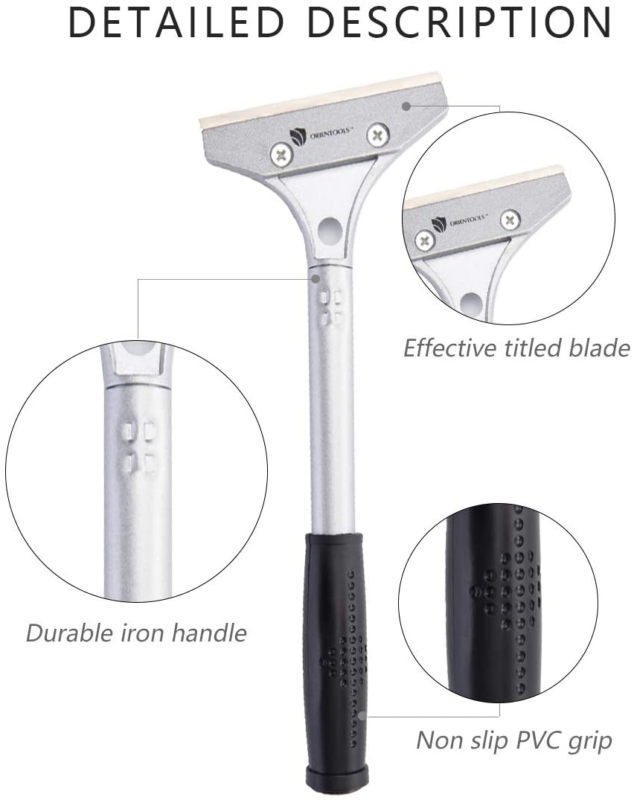 ORIENTOOLS Heavy Duty 4-inch Razor Blade Scraper with Long-Handle, Cleaning Glas - Fresh Stock Dated February 2026