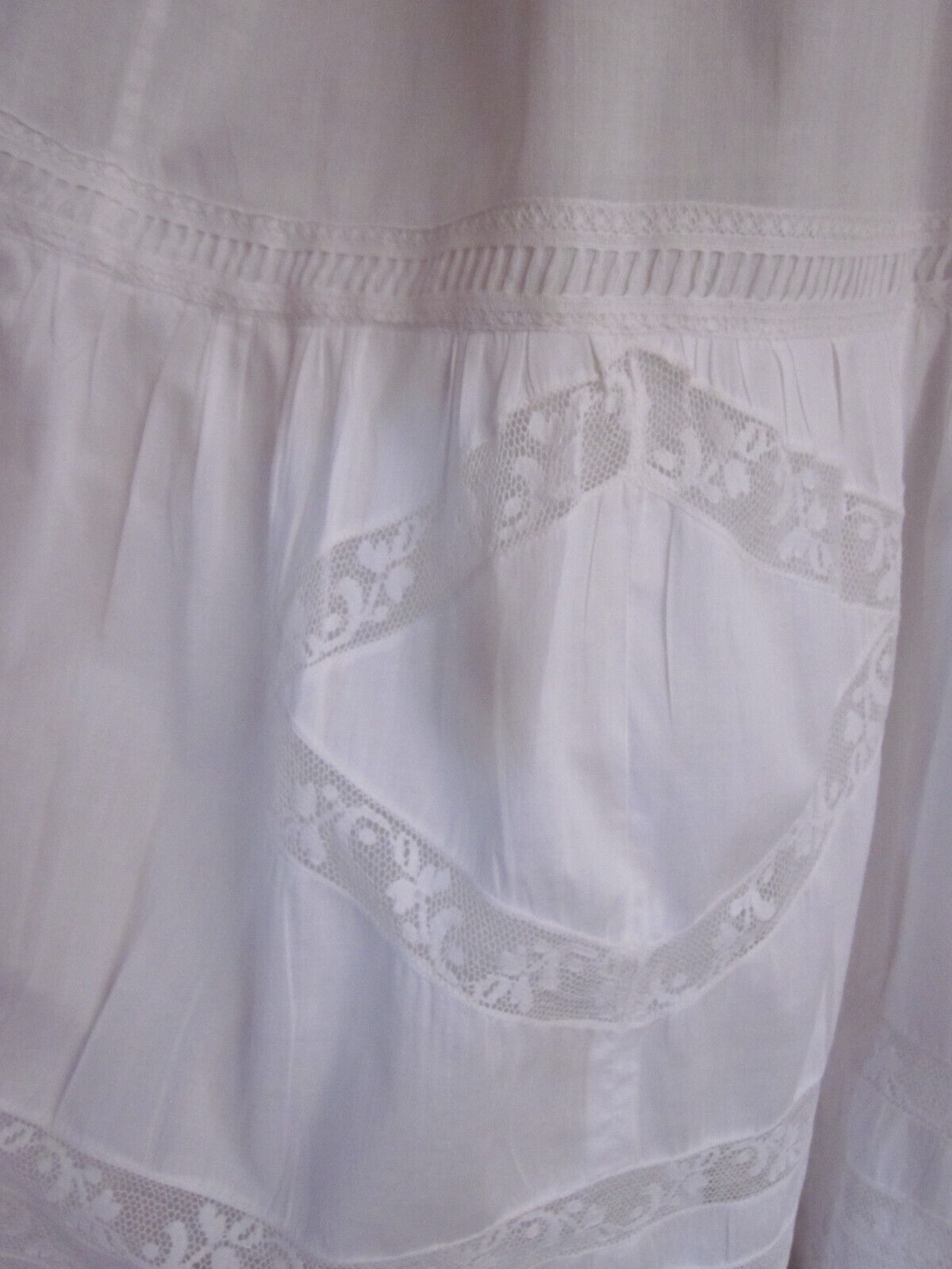 Edwardian White Cotton Ruffled Petticoat w Drawstring Waist - Fresh Stock Dated March 2026