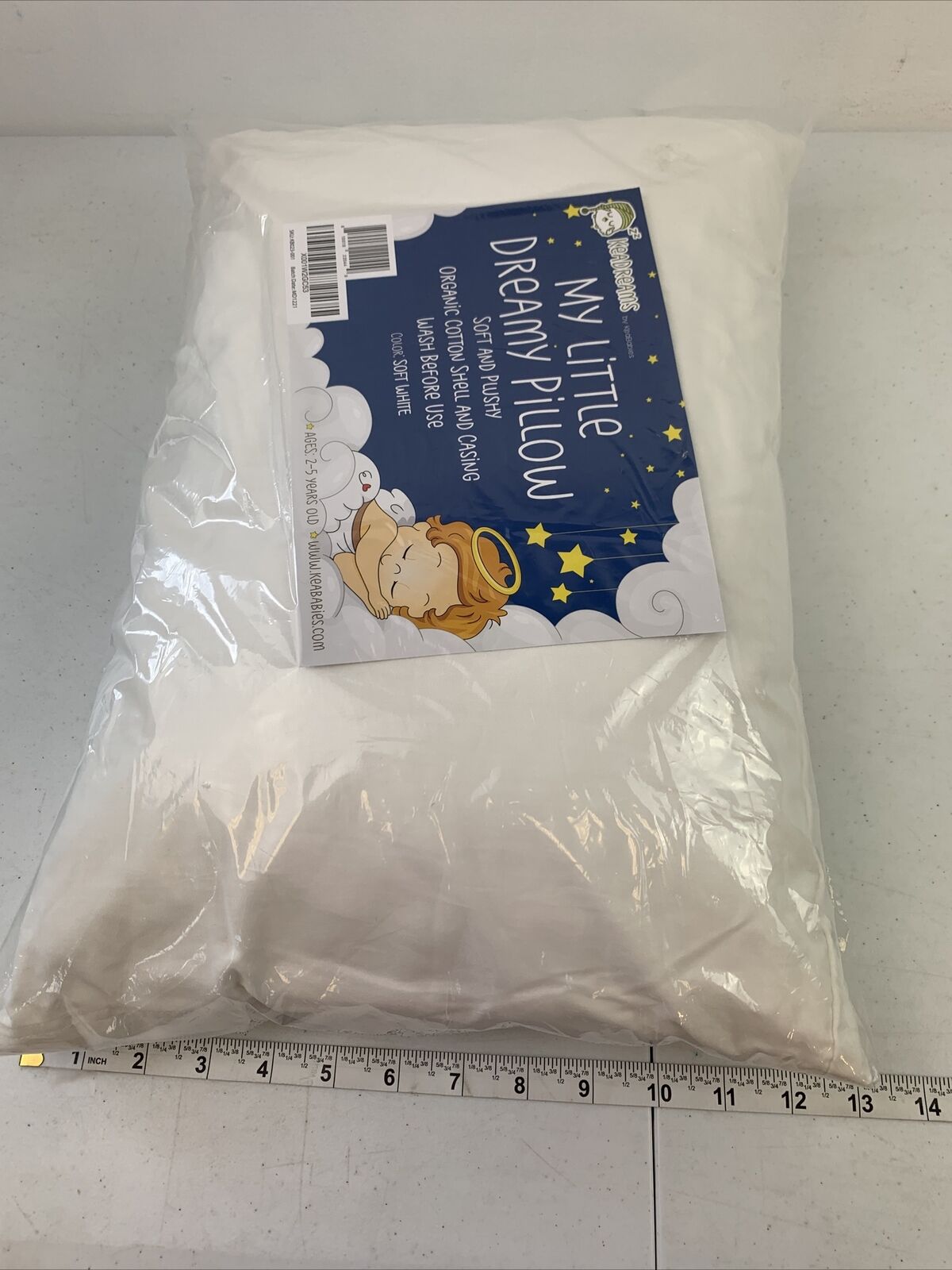 KeaBabies Toddler Pillow w/ Pillowcase 13x18 My Little Dreamy Pillow Soft White - Fresh Stock Dated February 2026