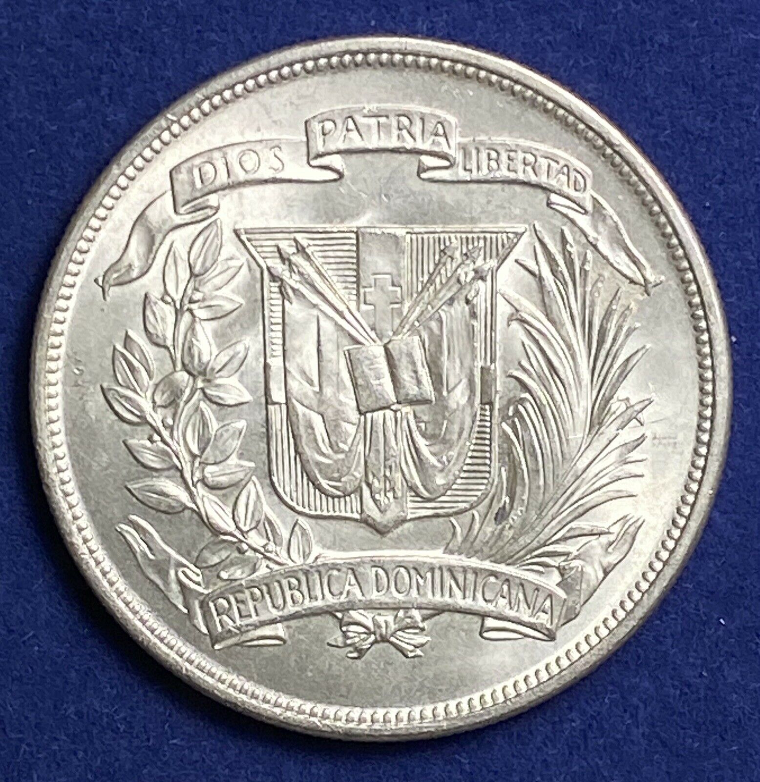1952 Dominican Republic Silver 1 Peso Brilliant Uncirculated - Fresh Stock Dated December 2025
