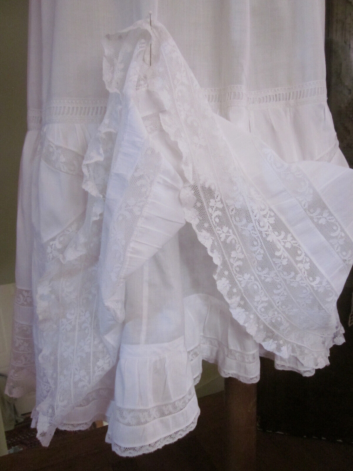 Edwardian White Cotton Ruffled Petticoat w Drawstring Waist - Fresh Stock Dated March 2026