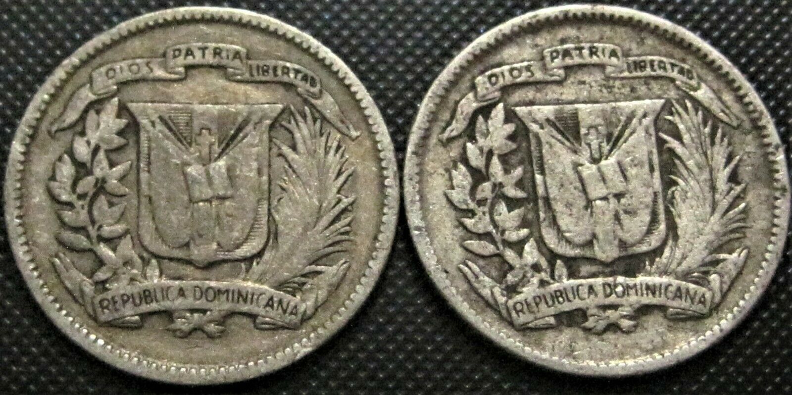 1956, 1959 Dominican Republic 10 Centavos KM#19 - 2 Silver Coins - Fresh Stock Dated December 2025