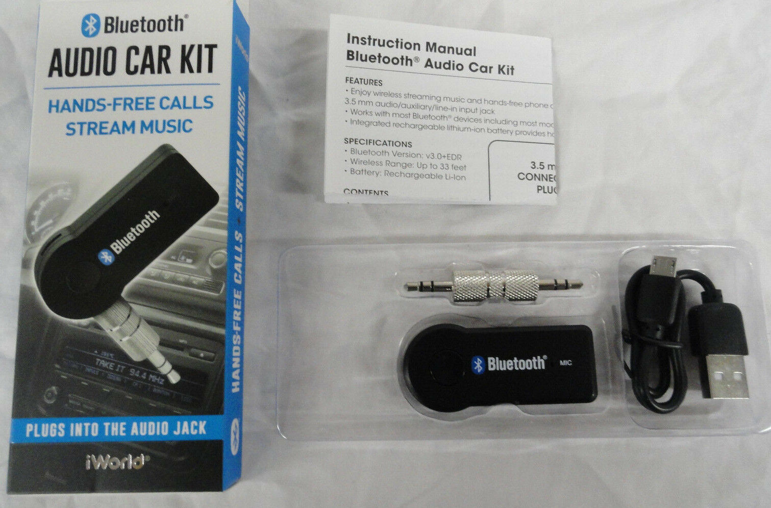 BLUETOOTH WIRELESS RECEIVER 3.5MM AUDIO STEREO MUSIC ADAPTER FOR STEREO OR CAR - Fresh Stock Dated February 2026