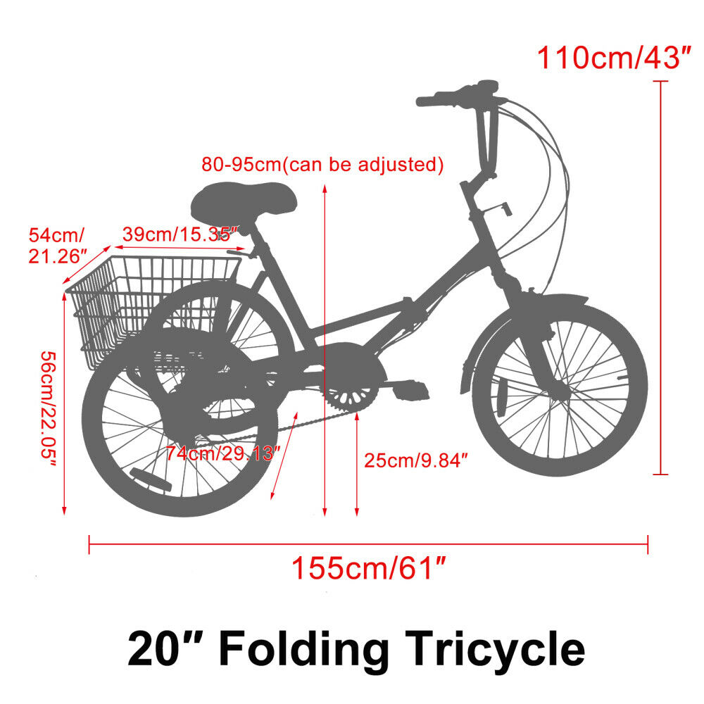 Foldable Adult Tricycle 20inch Wheels Folding Tricycle 7 Speed Cruiser Bike Gift - Fresh Stock Dated February 2026