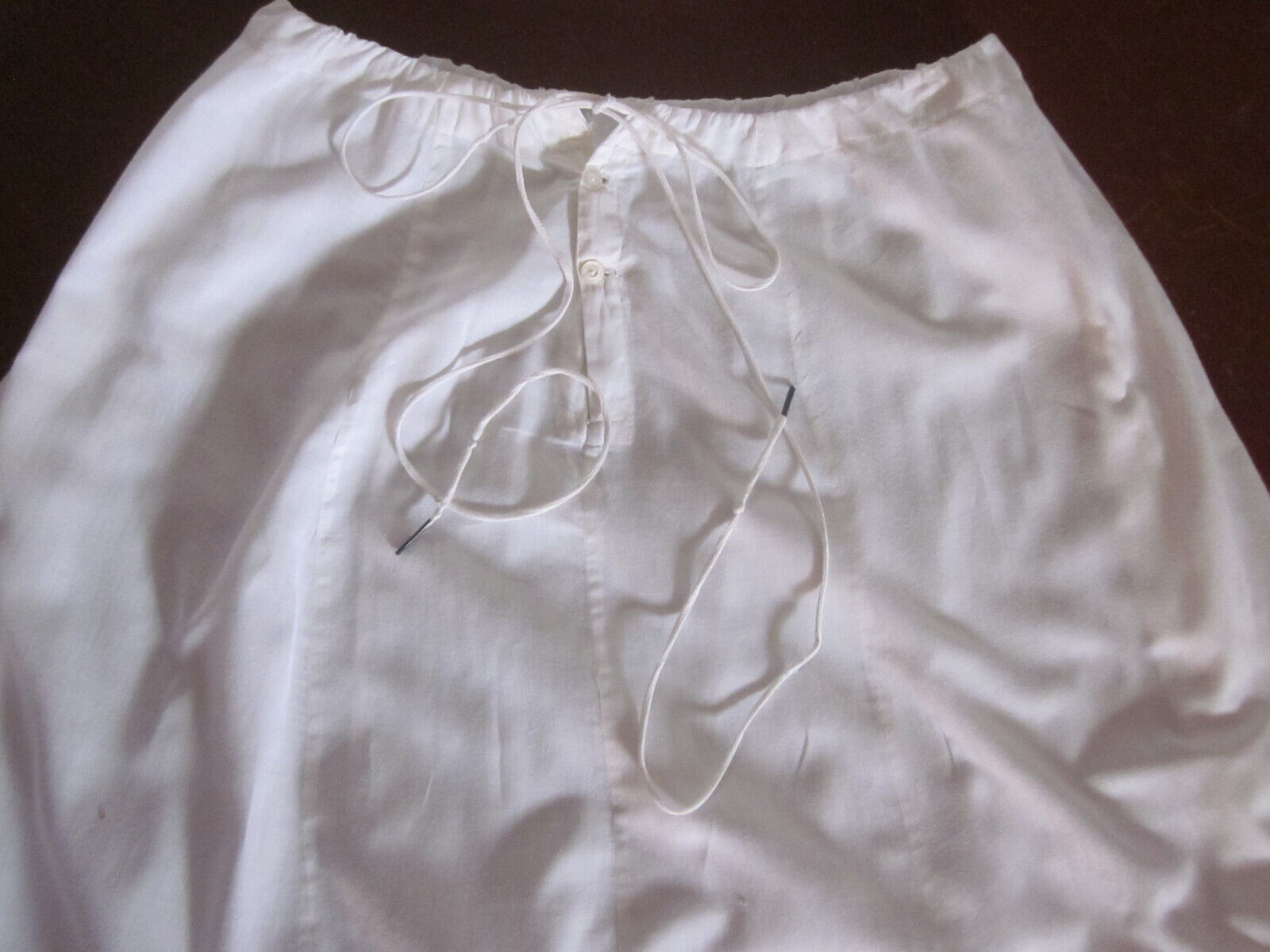 Edwardian White Cotton Ruffled Petticoat w Drawstring Waist - Fresh Stock Dated March 2026