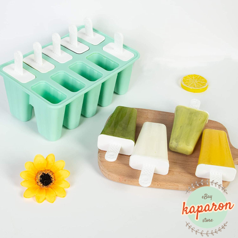 Ice Pop Molds Cavity of 10 Food Grade Silicone Frozen Ice Popsicle Makers Tools - Fresh Stock Dated February 2026
