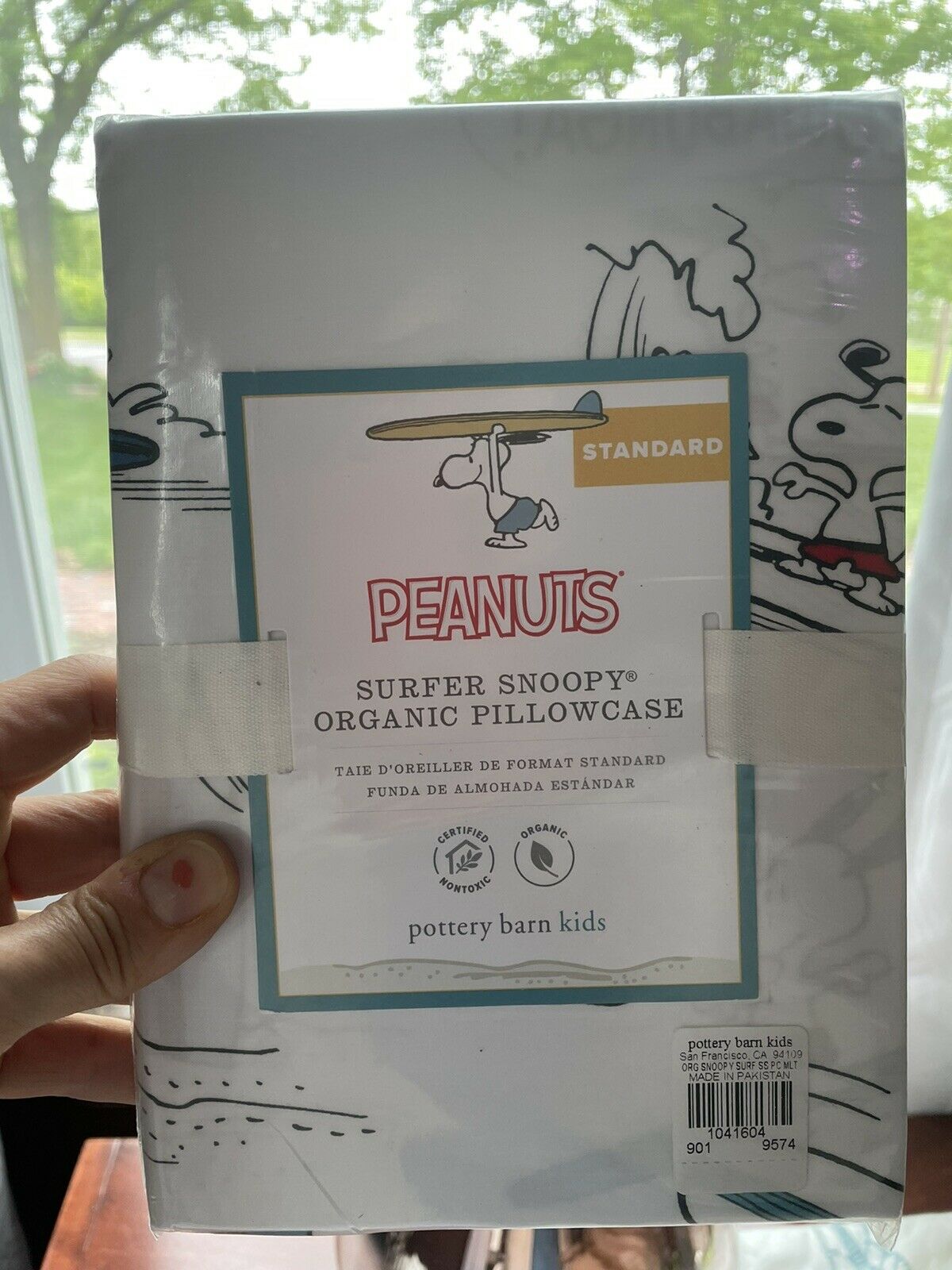 Pottery Barn ORGANIC PEANUTS Snoopy Pillowcase Surf Island cartoon dog teen gift - Fresh Stock Dated December 2025