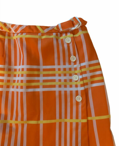 Vintage 60s Haymaker Orange White Yellow Plaid Mod Skort Size 6 - Fresh Stock Dated February 2026