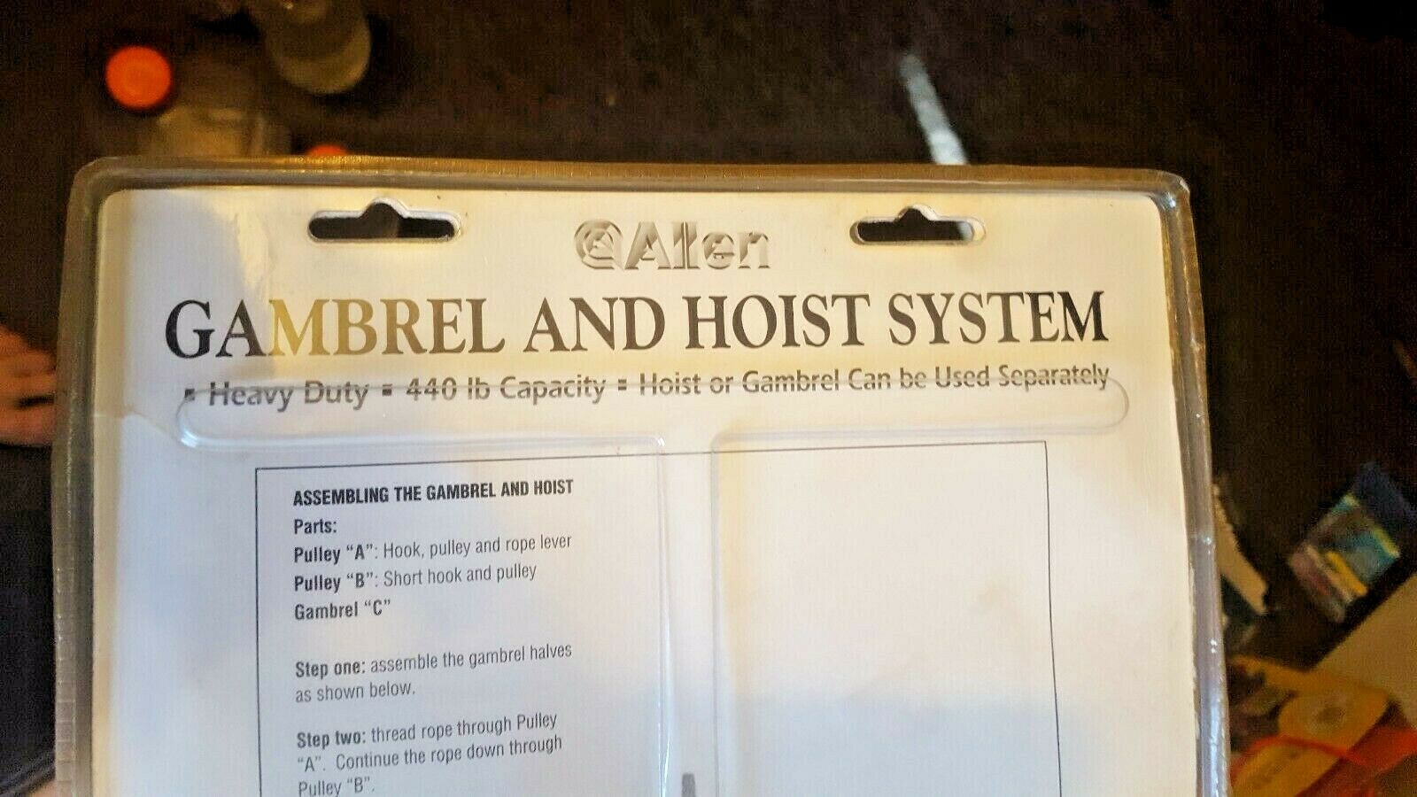 Allen Gambrel Hoist Kit Pulley Hook Rope Construction up to 440 lbs 181A New - Fresh Stock Dated February 2026