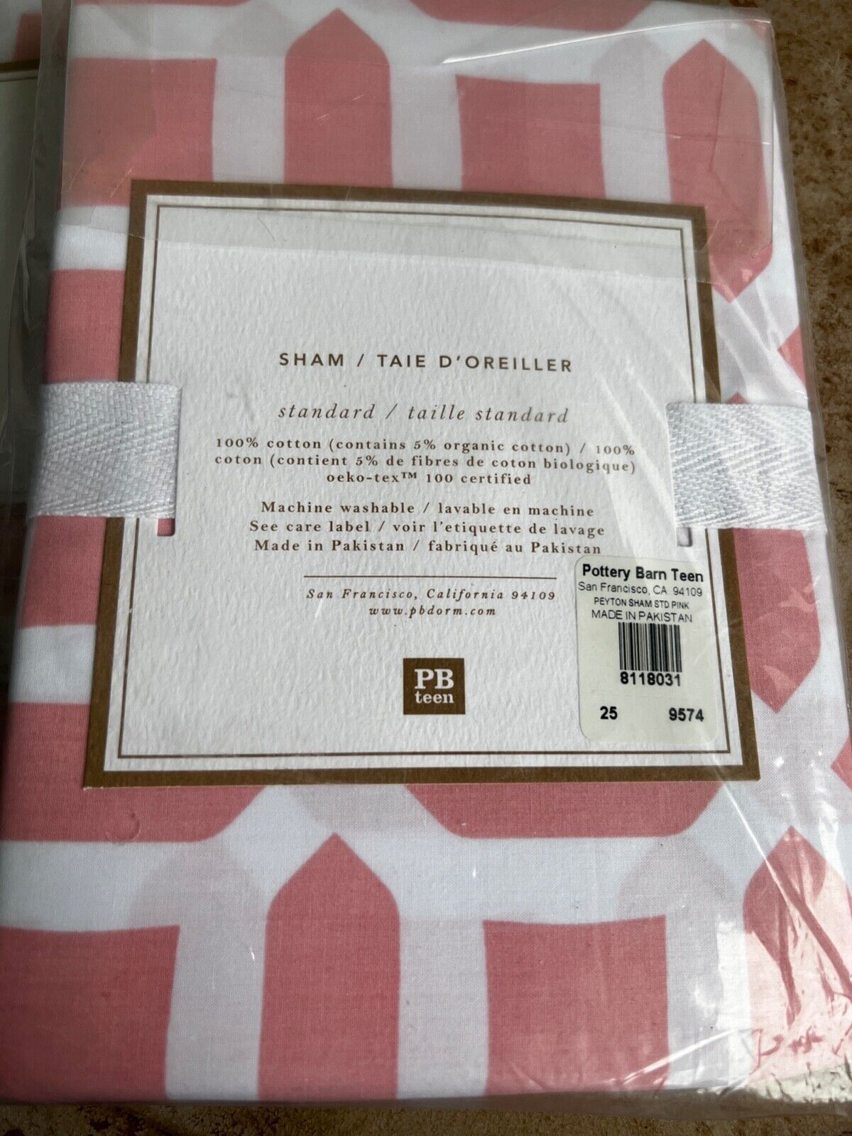 NEW POTTERY BARN TEEN PEYTON PINK SET OF 2 STANDARD SHAMS PILLOWCASES - Fresh Stock Dated February 2026