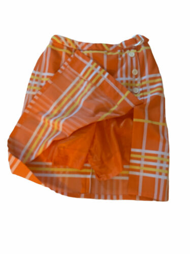 Vintage 60s Haymaker Orange White Yellow Plaid Mod Skort Size 6 - Fresh Stock Dated February 2026