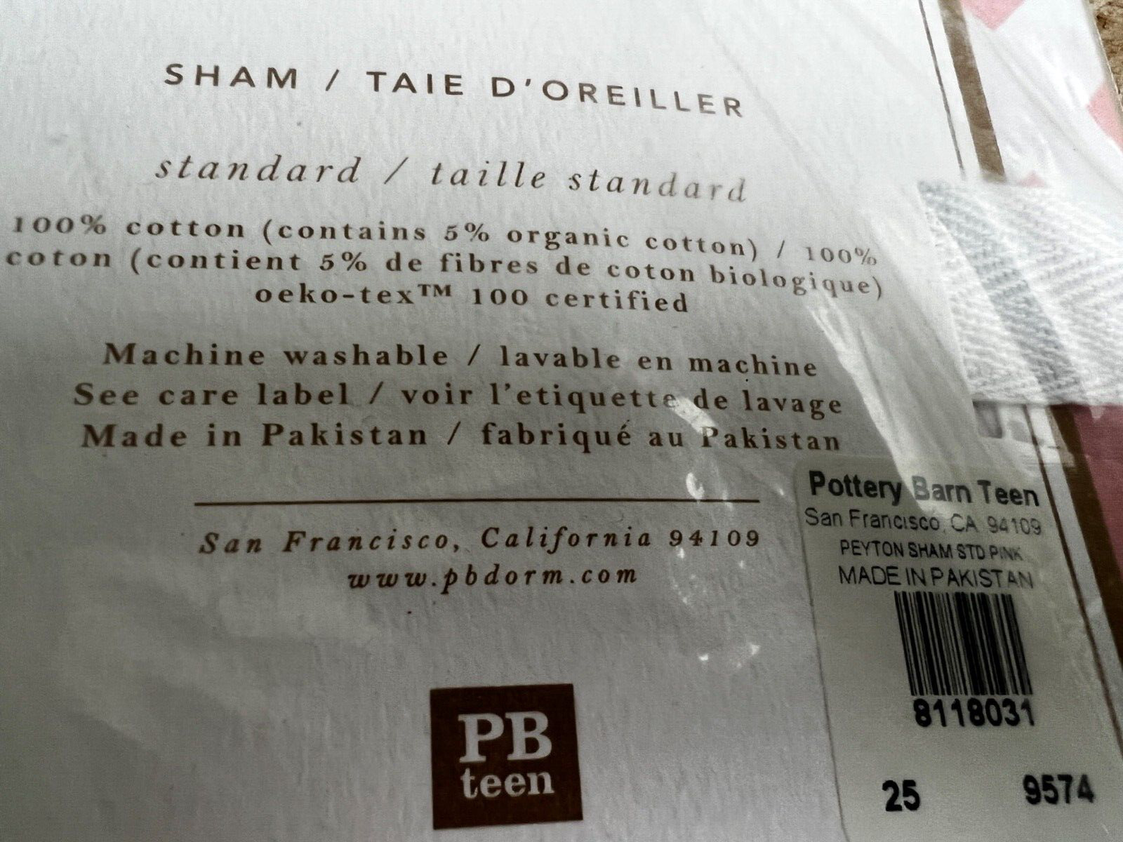 NEW POTTERY BARN TEEN PEYTON PINK SET OF 2 STANDARD SHAMS PILLOWCASES - Fresh Stock Dated February 2026