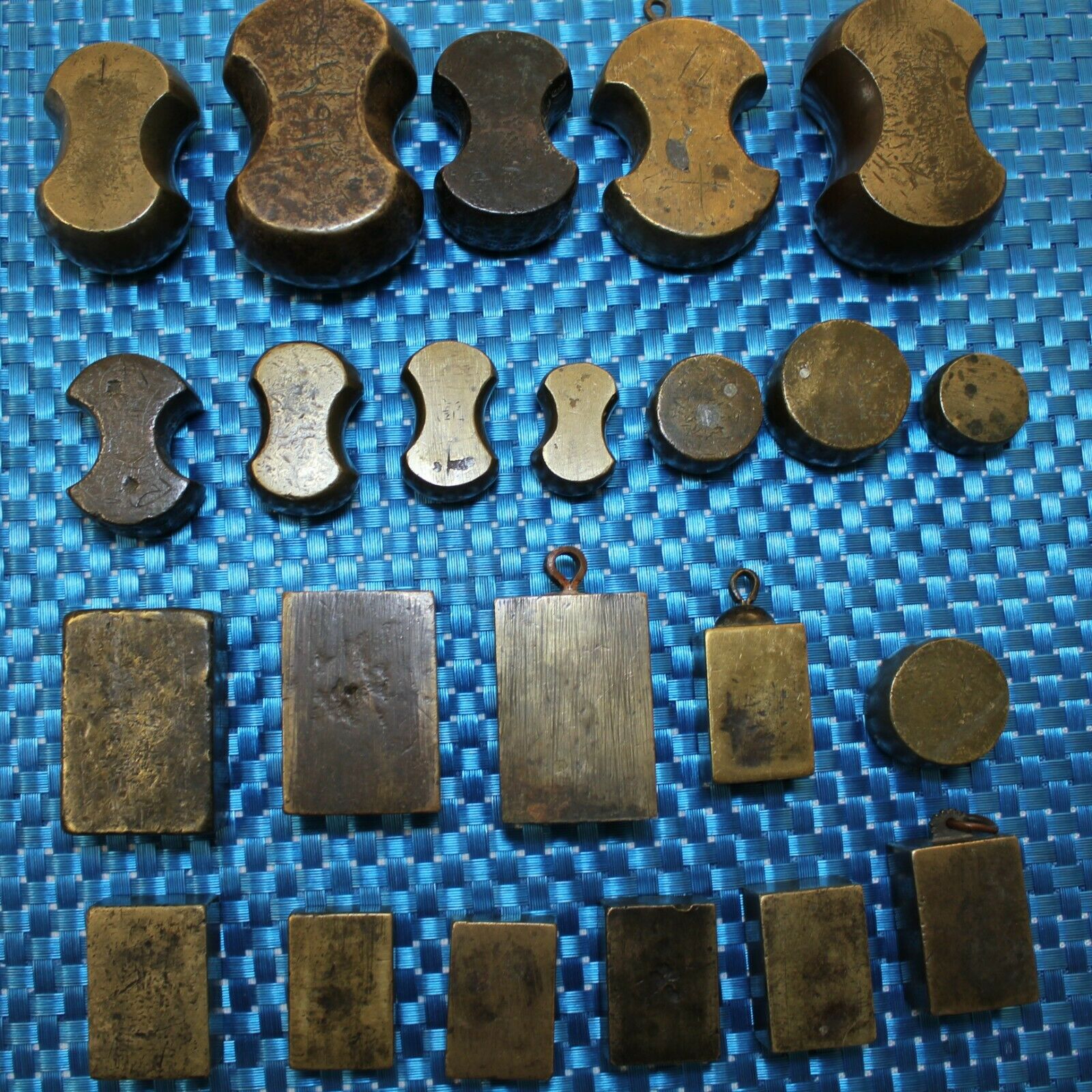 Set of Brass and Copper Tael Weights (23 Pieces) - China and Japan - Fresh Stock Dated February 2026