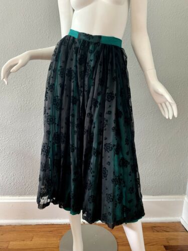 Vintage 90s Black Lace Gyspy Boho Burnout Velvet High Waist Midi Skirt M/L - Fresh Stock Dated December 2025