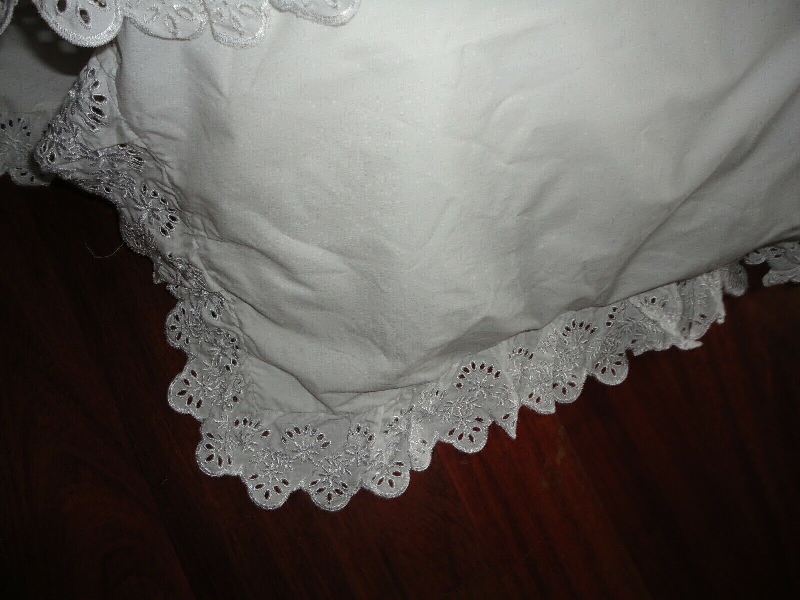 HOME CLASSICS WHITE EYELET EMBROIDERED RUFFLED (2) KING PILLOW SHAMS 20X36 - Fresh Stock Dated December 2025