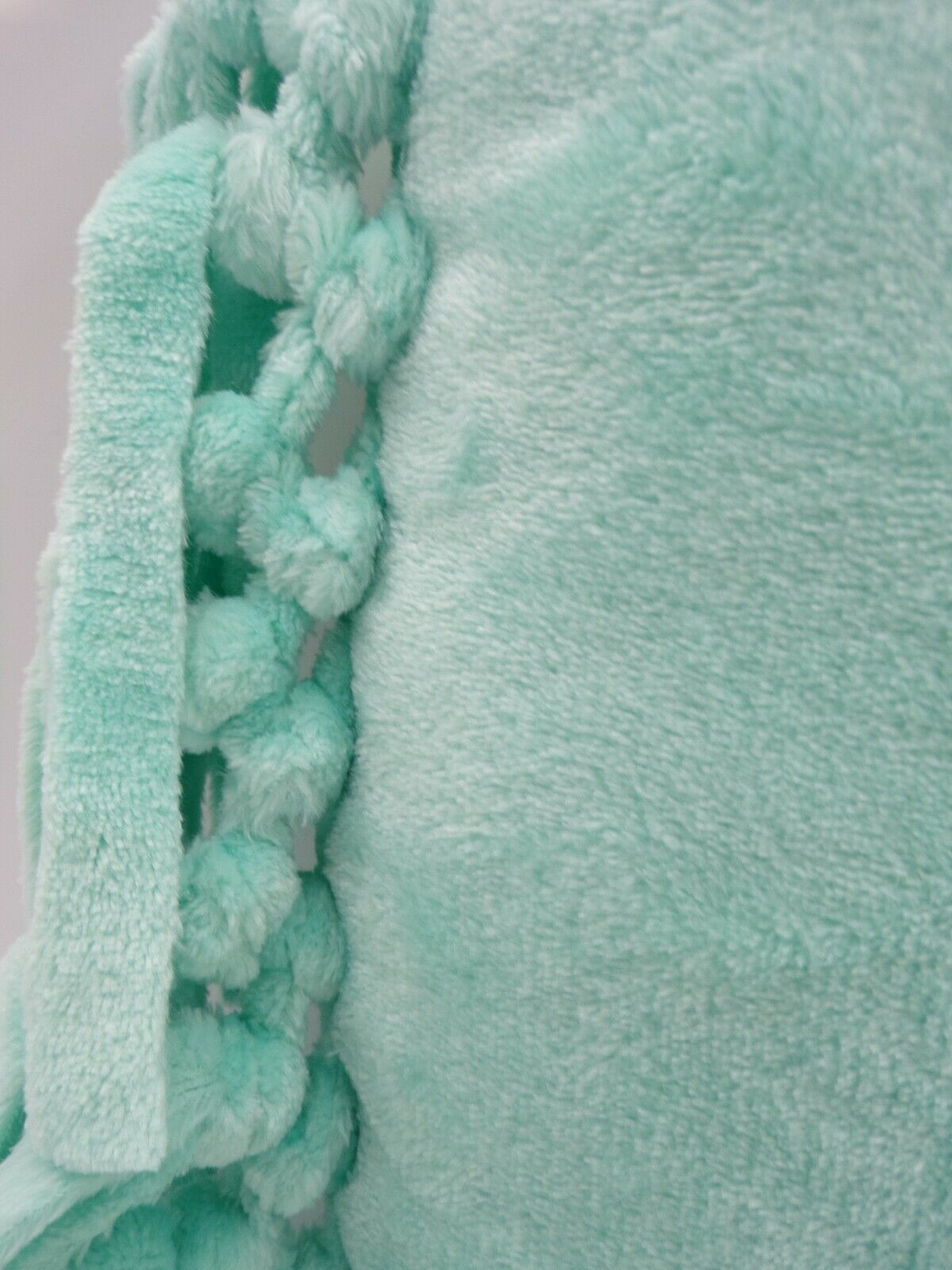 Pottery Barn Teen Bohemian Fringe Plush Pillow Pool Blue Soft 12x16