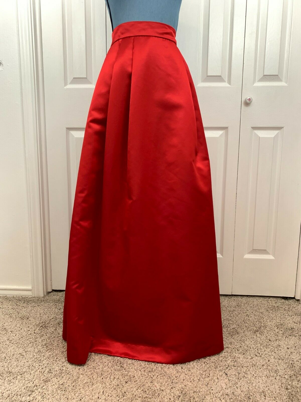 Vintage Neiman's Partique A Line Pleated Skirt High Waist Maxi Red Satin 4 - Fresh Stock Dated February 2026