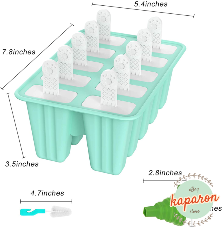 Ice Pop Molds Cavity of 10 Food Grade Silicone Frozen Ice Popsicle Makers Tools - Fresh Stock Dated February 2026
