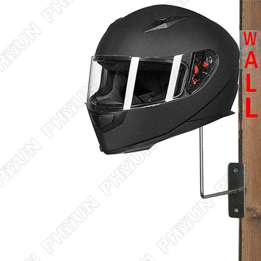 3x Motorcycle Moped Helmet Holder Hook Helmet Rack Wall Mount Hanger Black Steel - Fresh Stock Dated February 2026