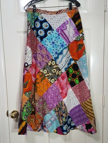 Vintage Handmade Patchwork Maxi Skirt Cotton 60s 70s Large - Fresh Stock Dated February 2026