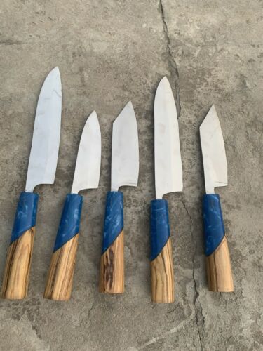 CUSTOM HANDMADE gyuto knives in japanese 440C high carbon steel set of 5 knives - Fresh Stock Dated December 2025