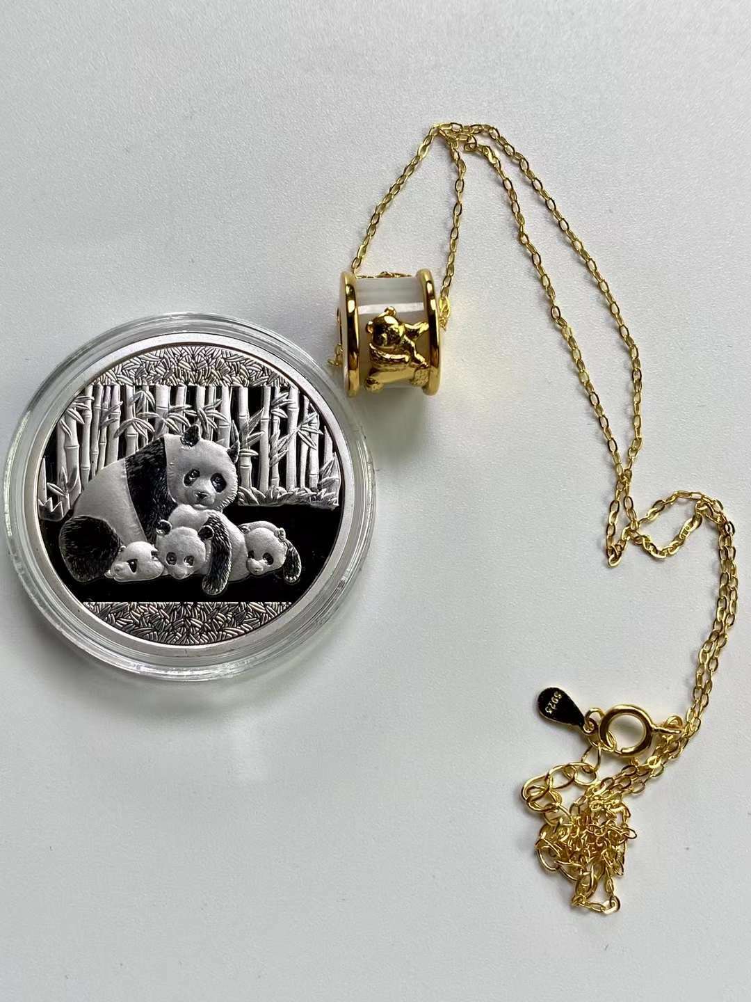 China Silvered Copper Panda Medal and Jade Pendant Panda - Fresh Stock Dated February 2026