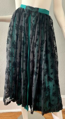 Vintage 90s Black Lace Gyspy Boho Burnout Velvet High Waist Midi Skirt M/L - Fresh Stock Dated December 2025