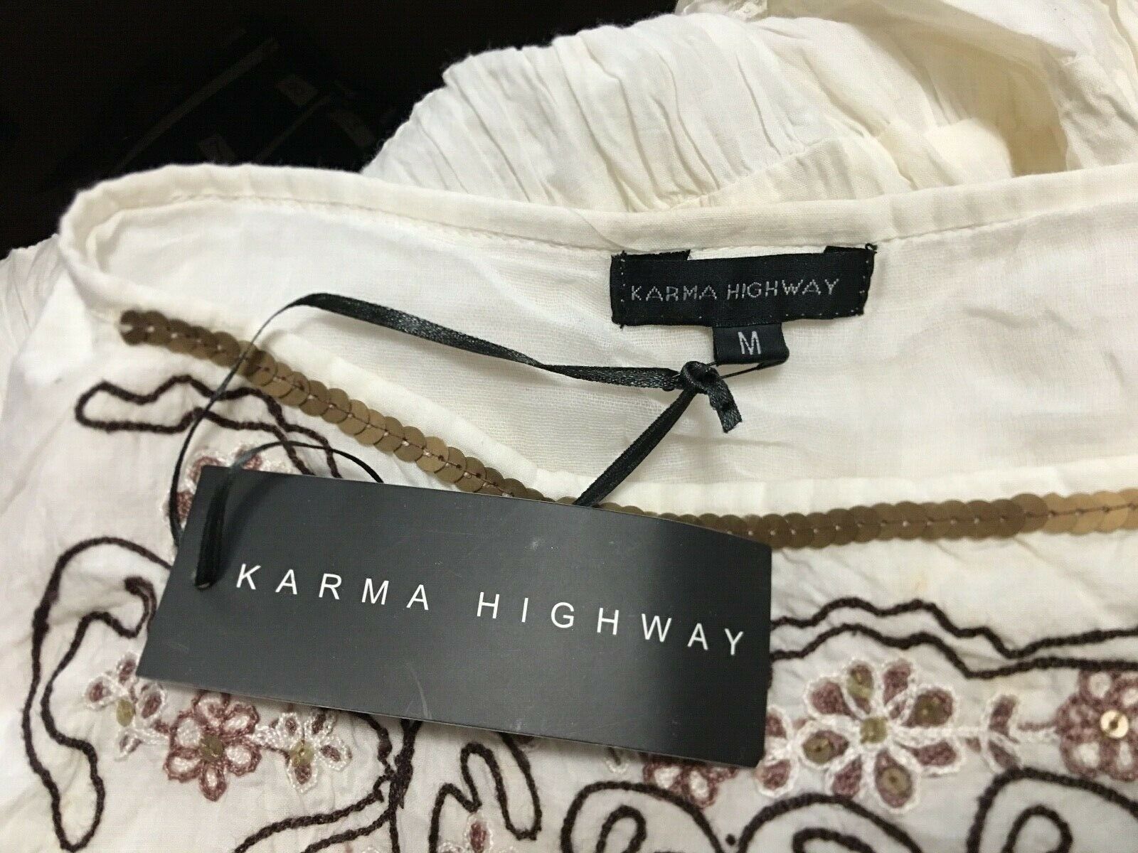 NEW  Size- M Karma Highway Cotton Skirt Embroidered Sequins Lace Full - Fresh Stock Dated February 2026