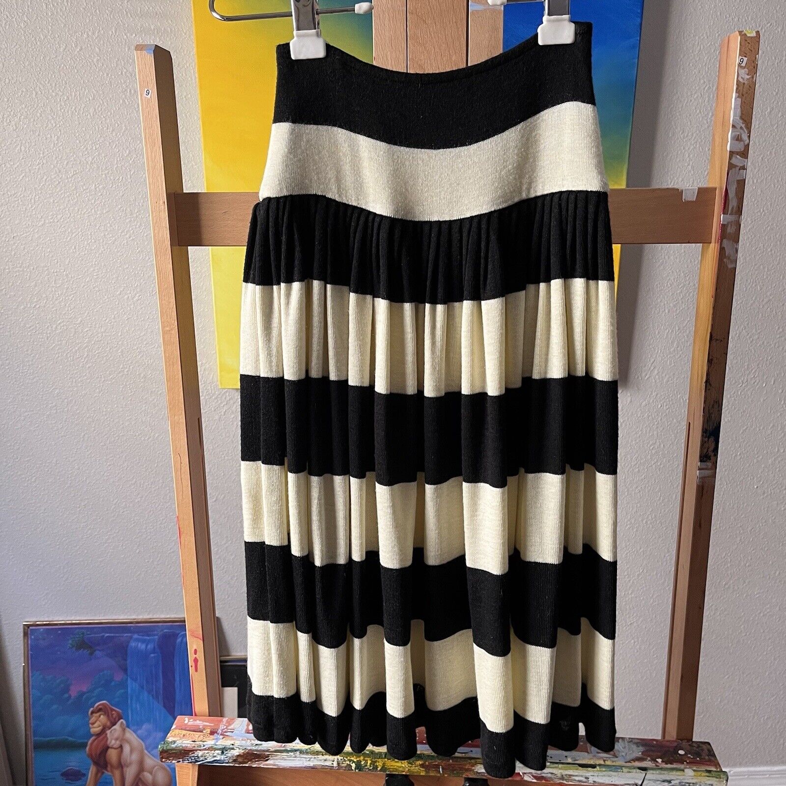 Original Vintage NORMA KAMALI Striped High Waist Circle Skirt Size Small - Fresh Stock Dated March 2026