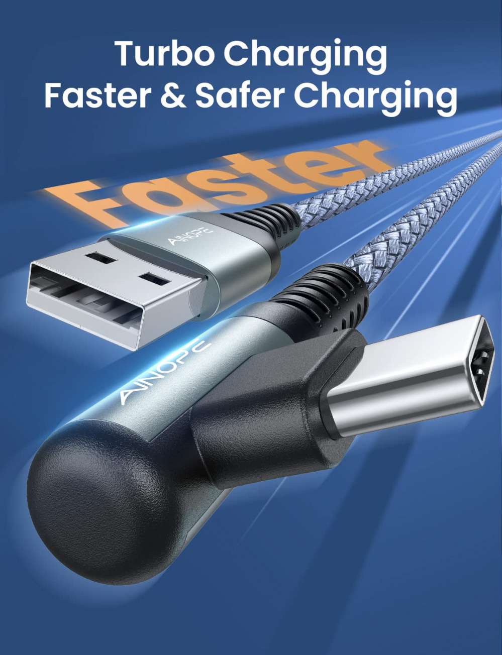 USB Type C Cable AINOPE 5-Pack [10/6.6/6.6/3.3/1.6ft] 3.1A C Grey - Fresh Stock Dated February 2026