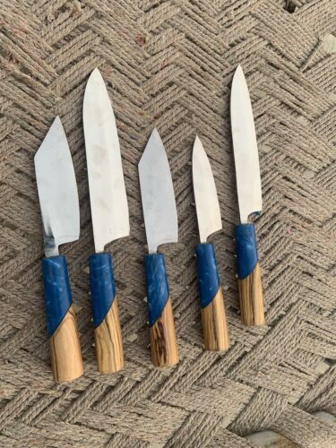 CUSTOM HANDMADE gyuto knives in japanese 440C high carbon steel set of 5 knives - Fresh Stock Dated December 2025