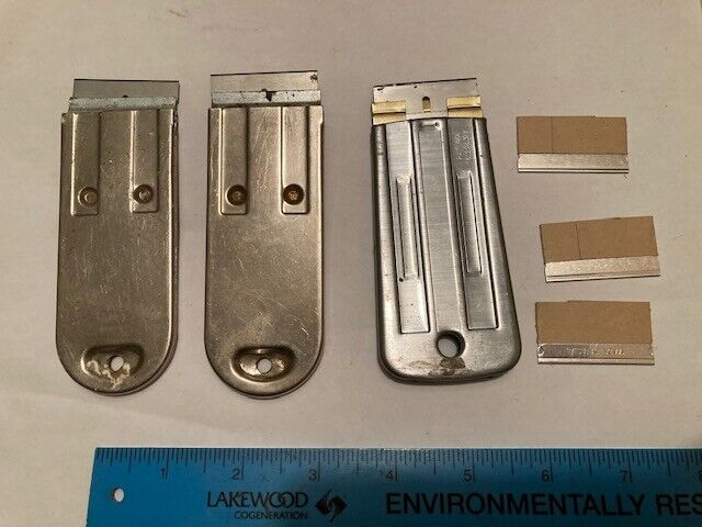 MADE IN USA - 3 RAZOR BLADE SCRAPERS W/ NEW SINGLE EDGE BLADES - FREE SHIP - Fresh Stock Dated February 2026