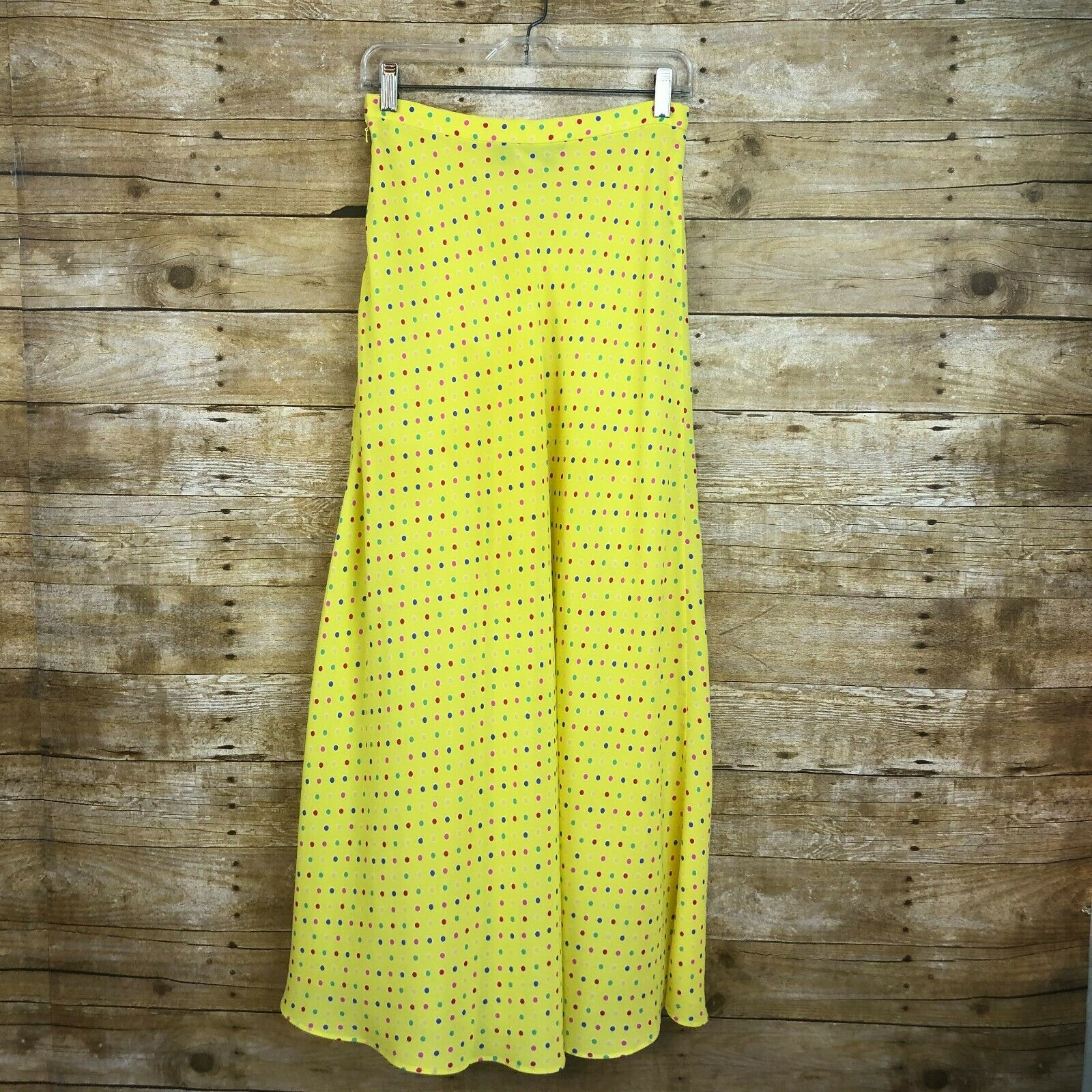 Vintage 90s 2 Piece Set Midi Skirt Yellow Striped Polka Dot Bright Rainbow Small - Fresh Stock Dated December 2025