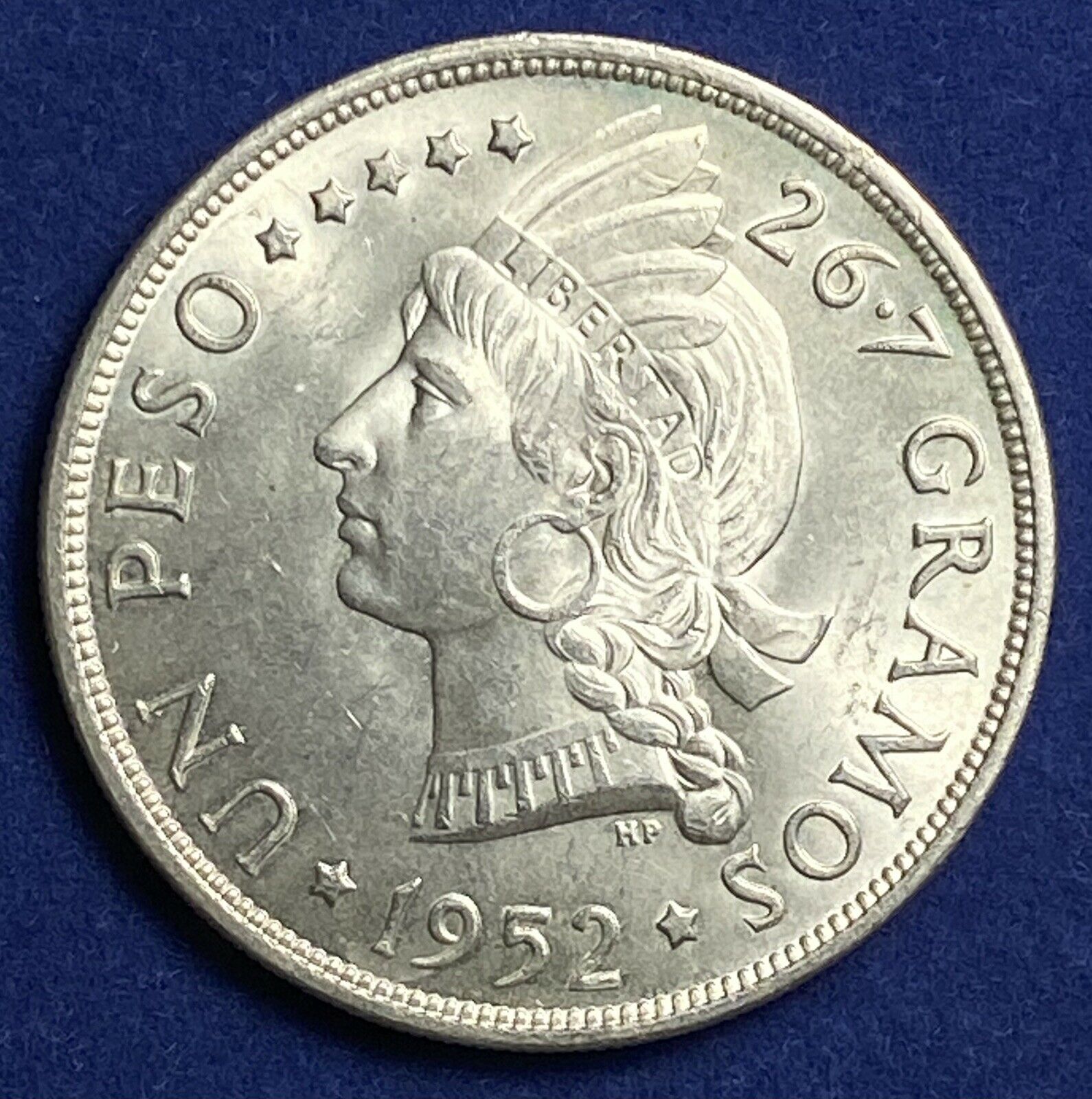 1952 Dominican Republic Silver 1 Peso Brilliant Uncirculated - Fresh Stock Dated December 2025